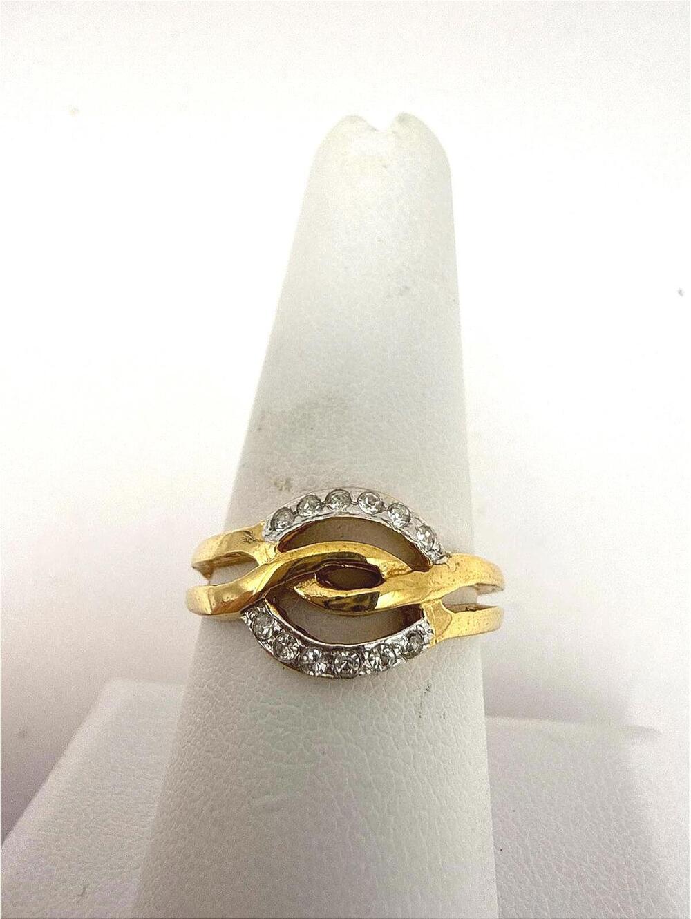 Gold Plated Ring with Clear Rhinestone Accent 7.75